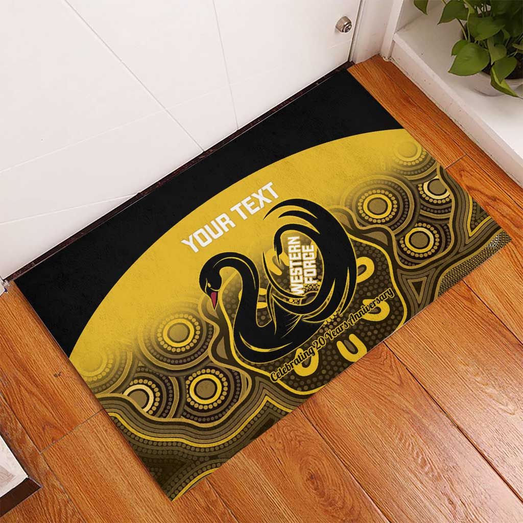 Custom Australia Western Force Rubber Doormat 20 Years Anniversary Aboriginal Yellow Version