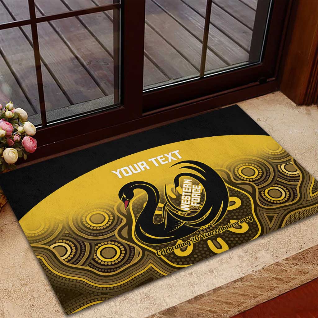 Custom Australia Western Force Rubber Doormat 20 Years Anniversary Aboriginal Yellow Version