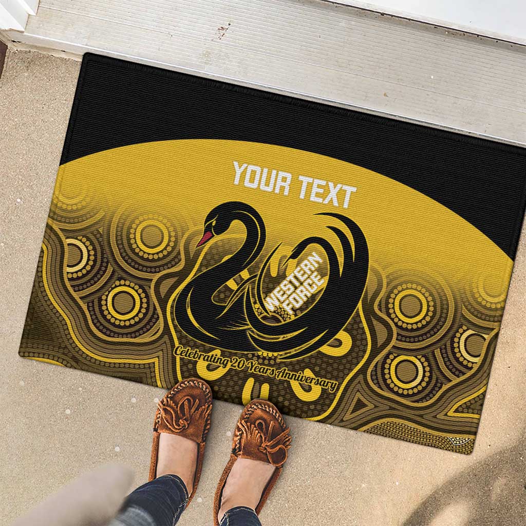 Custom Australia Western Force Rubber Doormat 20 Years Anniversary Aboriginal Yellow Version