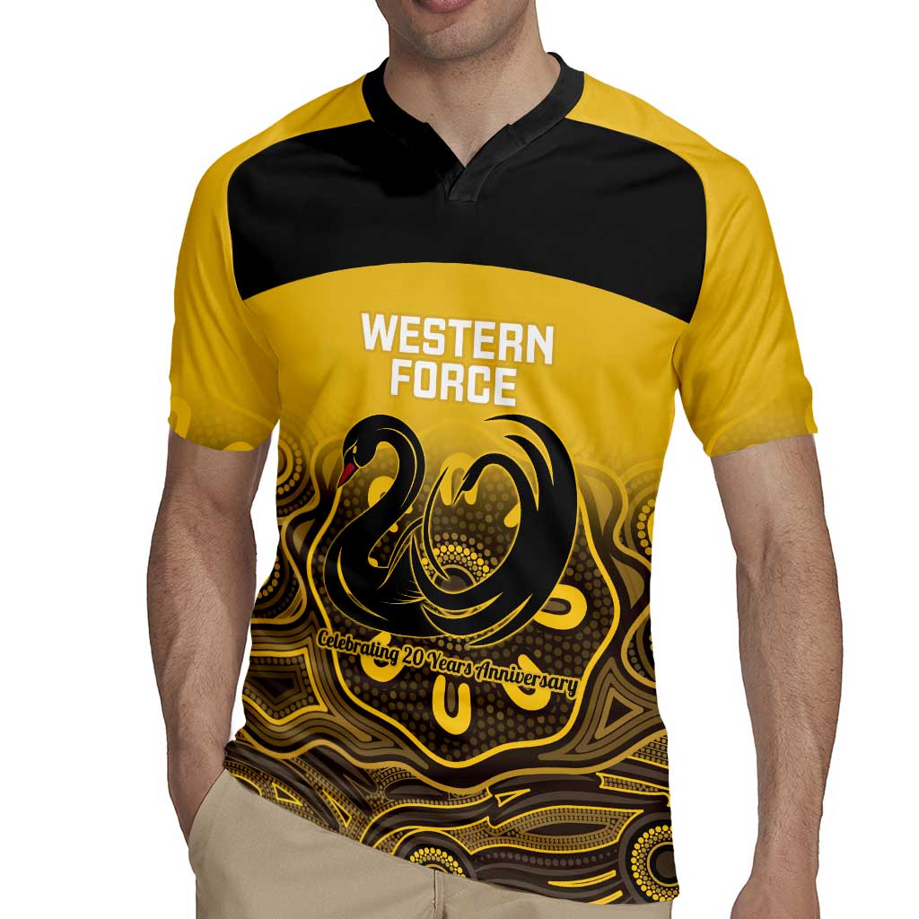 Custom Australia Western Force Rugby Jersey 20 Years Anniversary Aboriginal Yellow Version