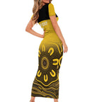 Custom Australia Western Force Short Sleeve Bodycon Dress 20 Years Anniversary Aboriginal Yellow Version