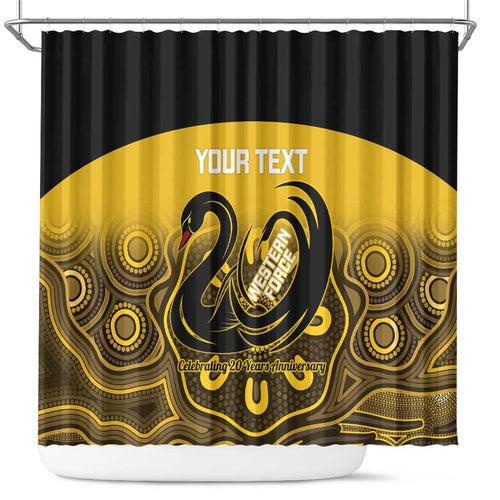 Custom Australia Western Force Shower Curtain 20 Years Anniversary Aboriginal Yellow Version