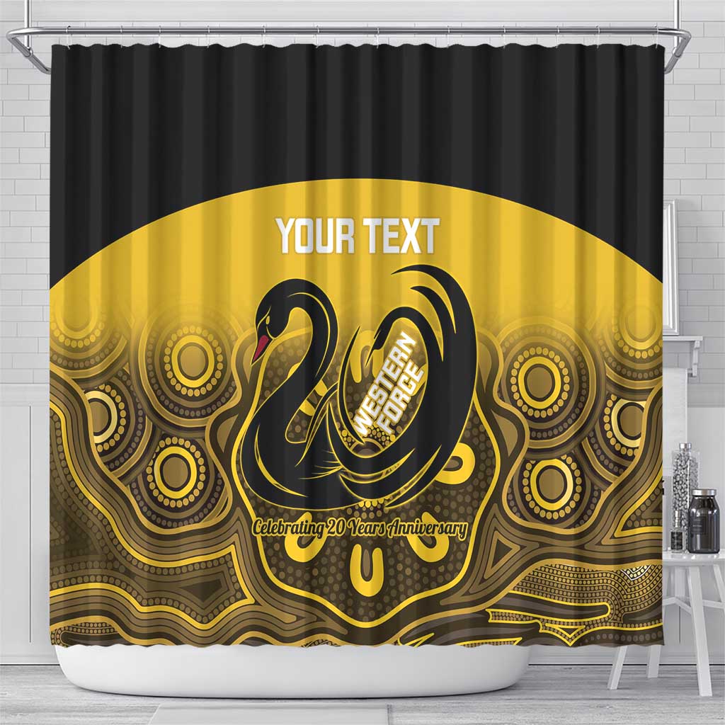 Custom Australia Western Force Shower Curtain 20 Years Anniversary Aboriginal Yellow Version