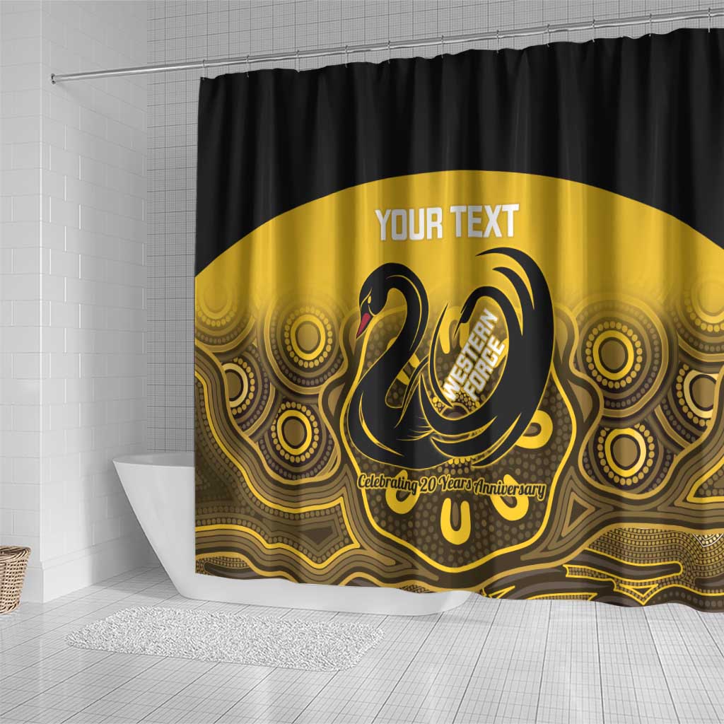 Custom Australia Western Force Shower Curtain 20 Years Anniversary Aboriginal Yellow Version