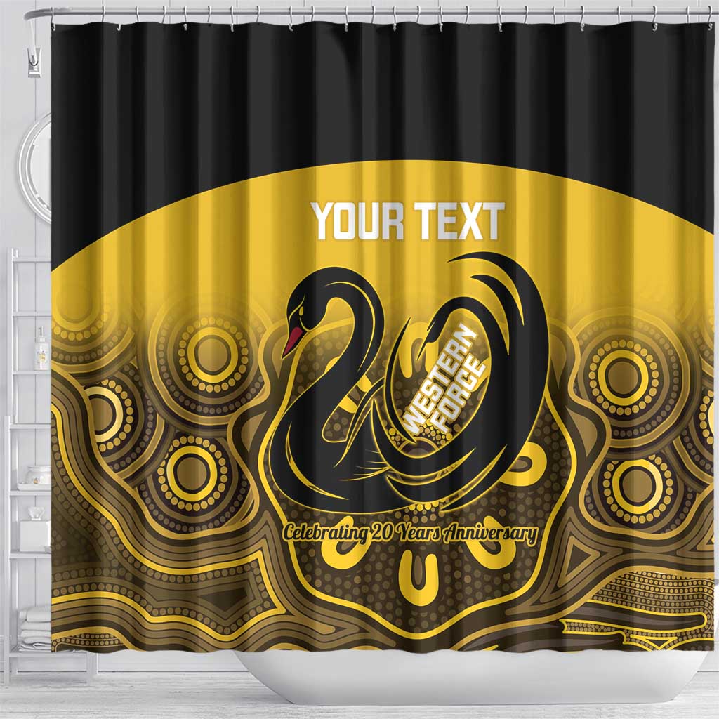 Custom Australia Western Force Shower Curtain 20 Years Anniversary Aboriginal Yellow Version