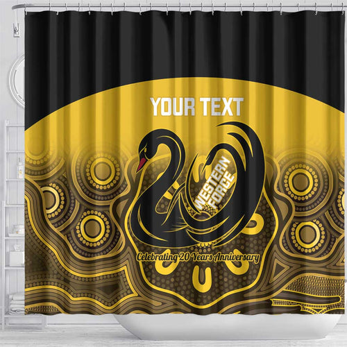 Custom Australia Western Force Shower Curtain 20 Years Anniversary Aboriginal Yellow Version