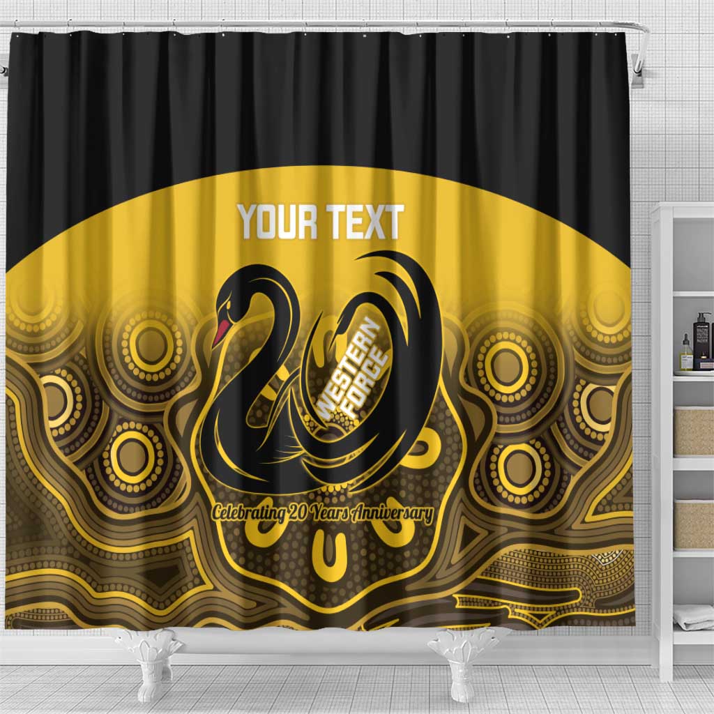 Custom Australia Western Force Shower Curtain 20 Years Anniversary Aboriginal Yellow Version