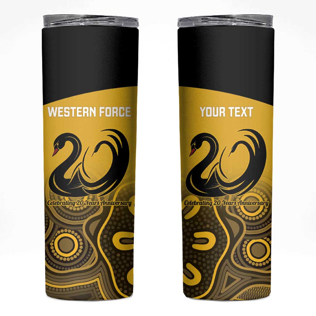 Custom Australia Western Force Skinny Tumbler 20 Years Anniversary Aboriginal Yellow Version