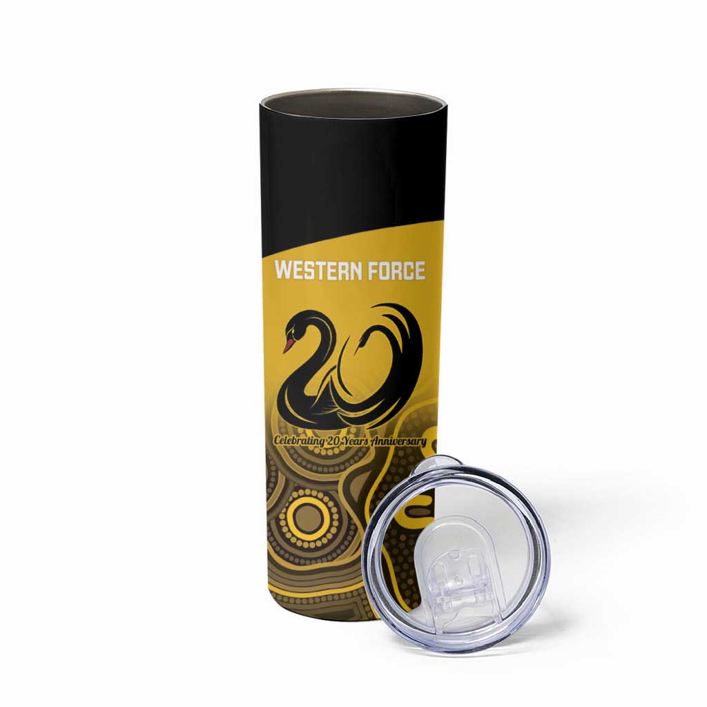 Custom Australia Western Force Skinny Tumbler 20 Years Anniversary Aboriginal Yellow Version
