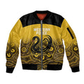 Custom Australia Western Force Sleeve Zip Bomber Jacket 20 Years Anniversary Aboriginal Yellow Version