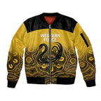 Custom Australia Western Force Sleeve Zip Bomber Jacket 20 Years Anniversary Aboriginal Yellow Version