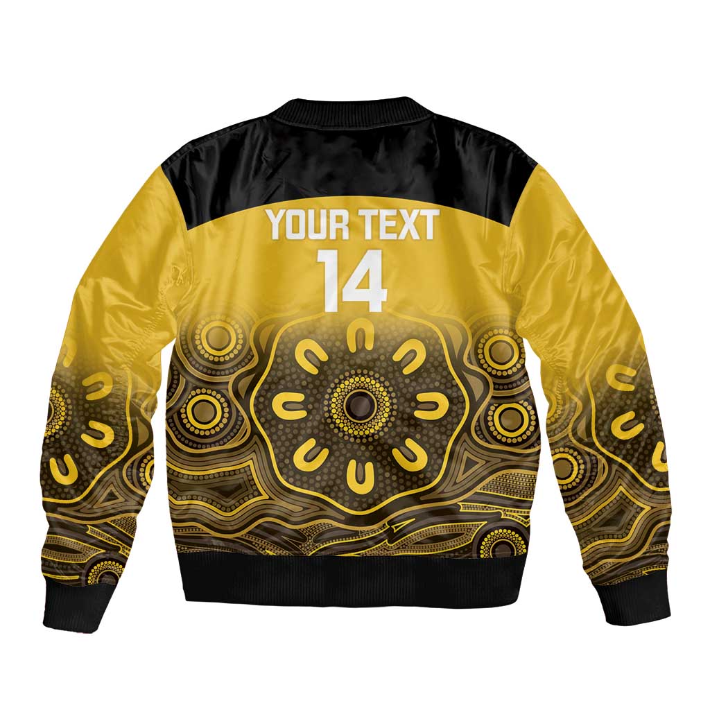 Custom Australia Western Force Sleeve Zip Bomber Jacket 20 Years Anniversary Aboriginal Yellow Version