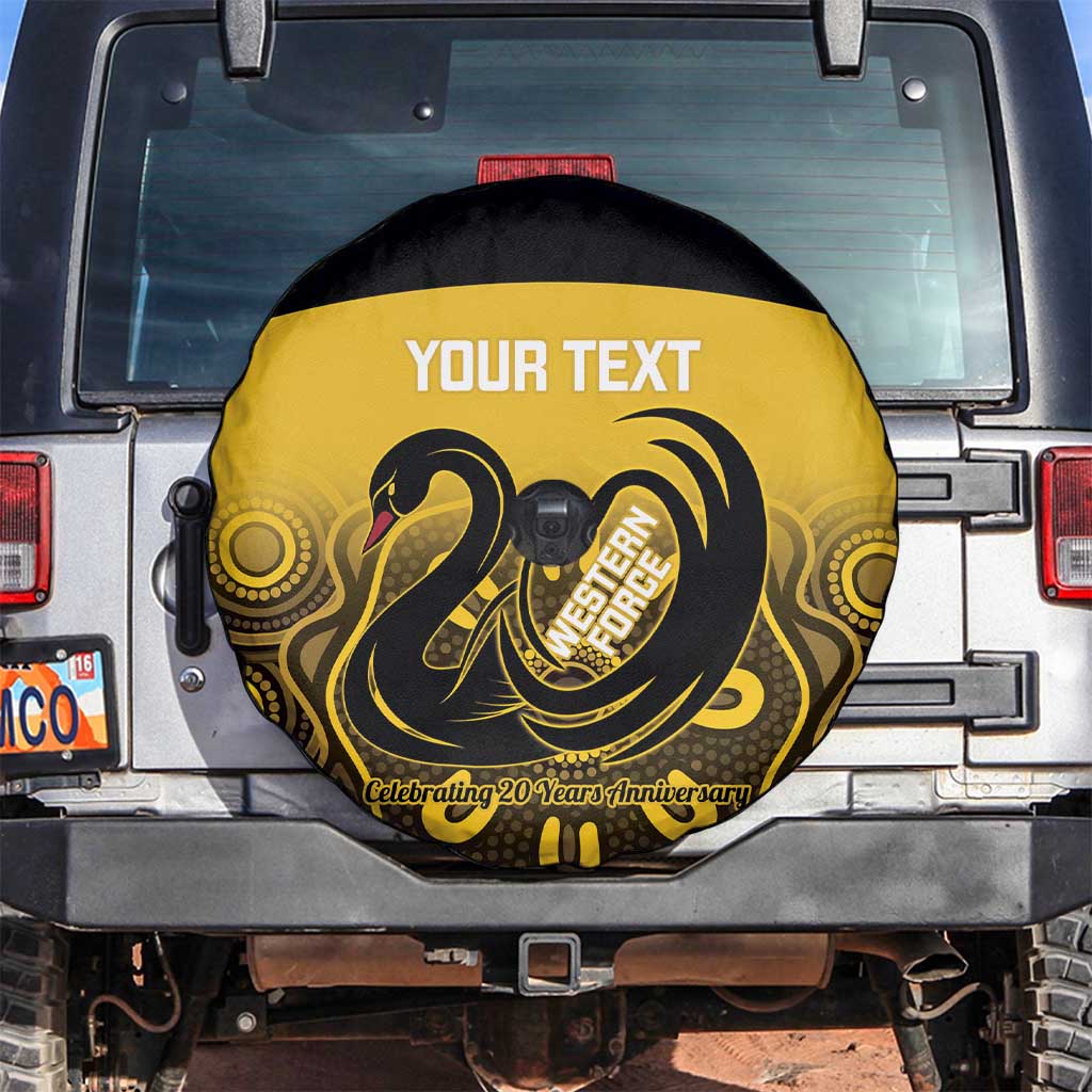 Custom Australia Western Force Spare Tire Cover 20 Years Anniversary Aboriginal Yellow Version