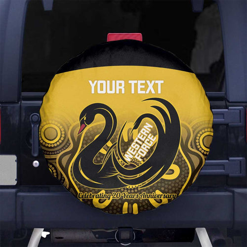 Custom Australia Western Force Spare Tire Cover 20 Years Anniversary Aboriginal Yellow Version