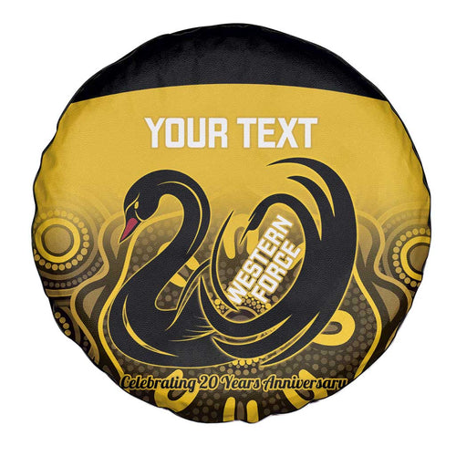 Custom Australia Western Force Spare Tire Cover 20 Years Anniversary Aboriginal Yellow Version