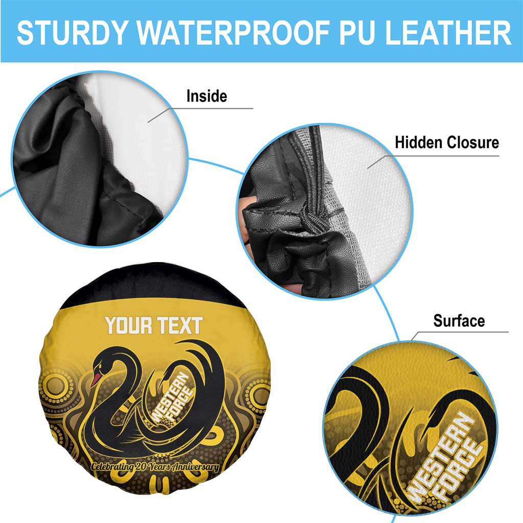 Custom Australia Western Force Spare Tire Cover 20 Years Anniversary Aboriginal Yellow Version