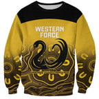 Custom Australia Western Force Sweatshirt 20 Years Anniversary Aboriginal Yellow Version
