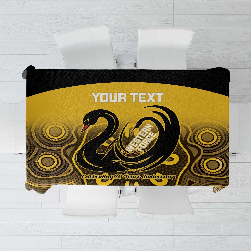 Custom Australia Western Force Tablecloth 20 Years Anniversary Aboriginal Yellow Version