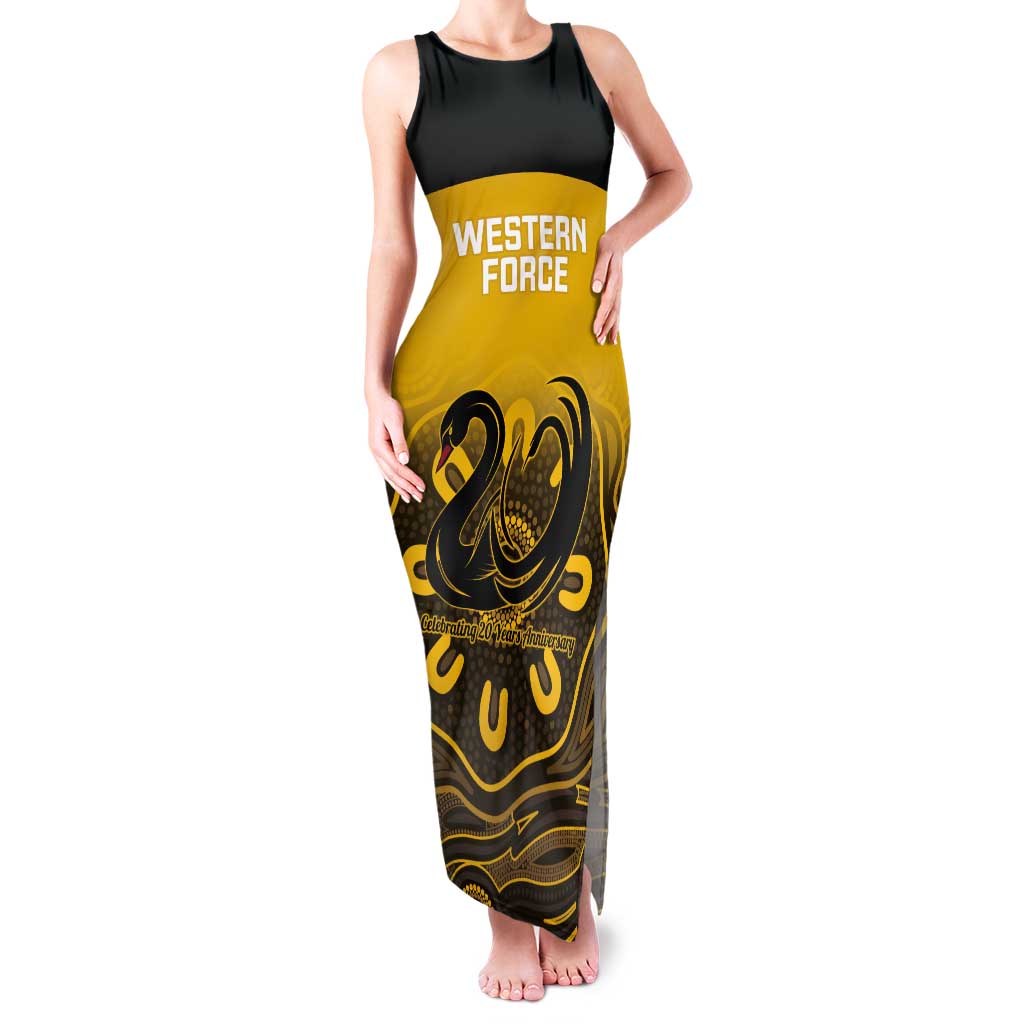 Custom Australia Western Force Tank Maxi Dress 20 Years Anniversary Aboriginal Yellow Version