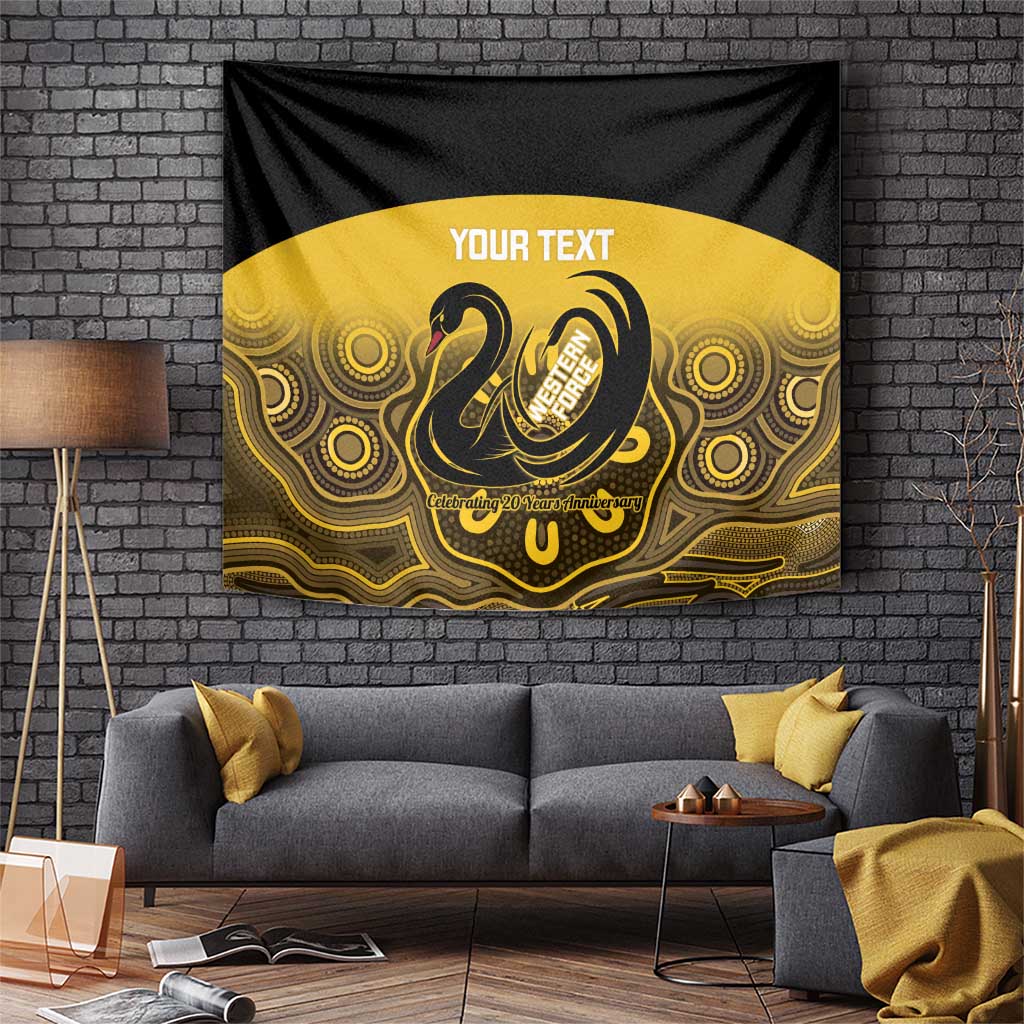 Custom Australia Western Force Tapestry 20 Years Anniversary Aboriginal Yellow Version