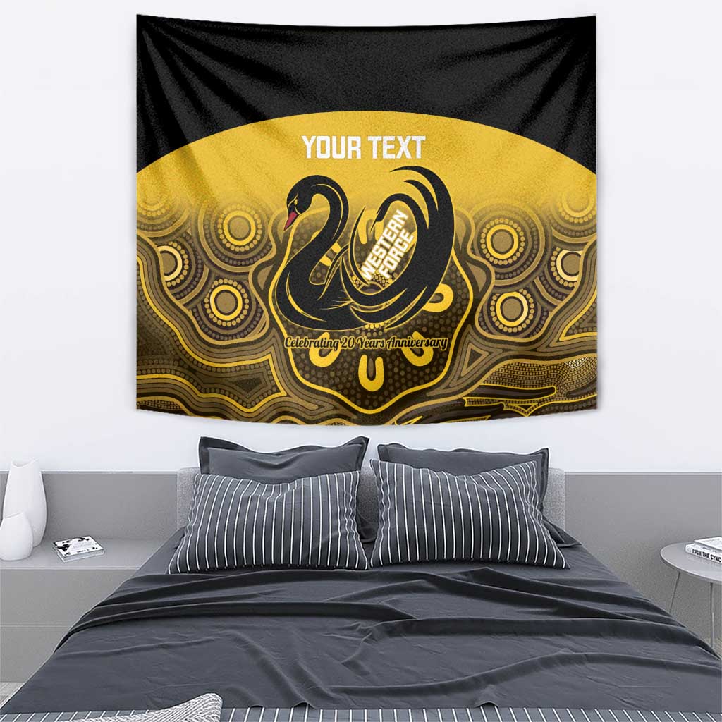 Custom Australia Western Force Tapestry 20 Years Anniversary Aboriginal Yellow Version