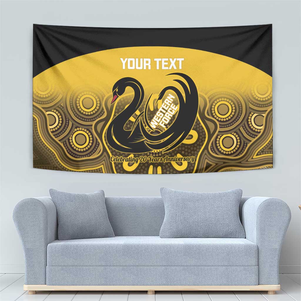 Custom Australia Western Force Tapestry 20 Years Anniversary Aboriginal Yellow Version