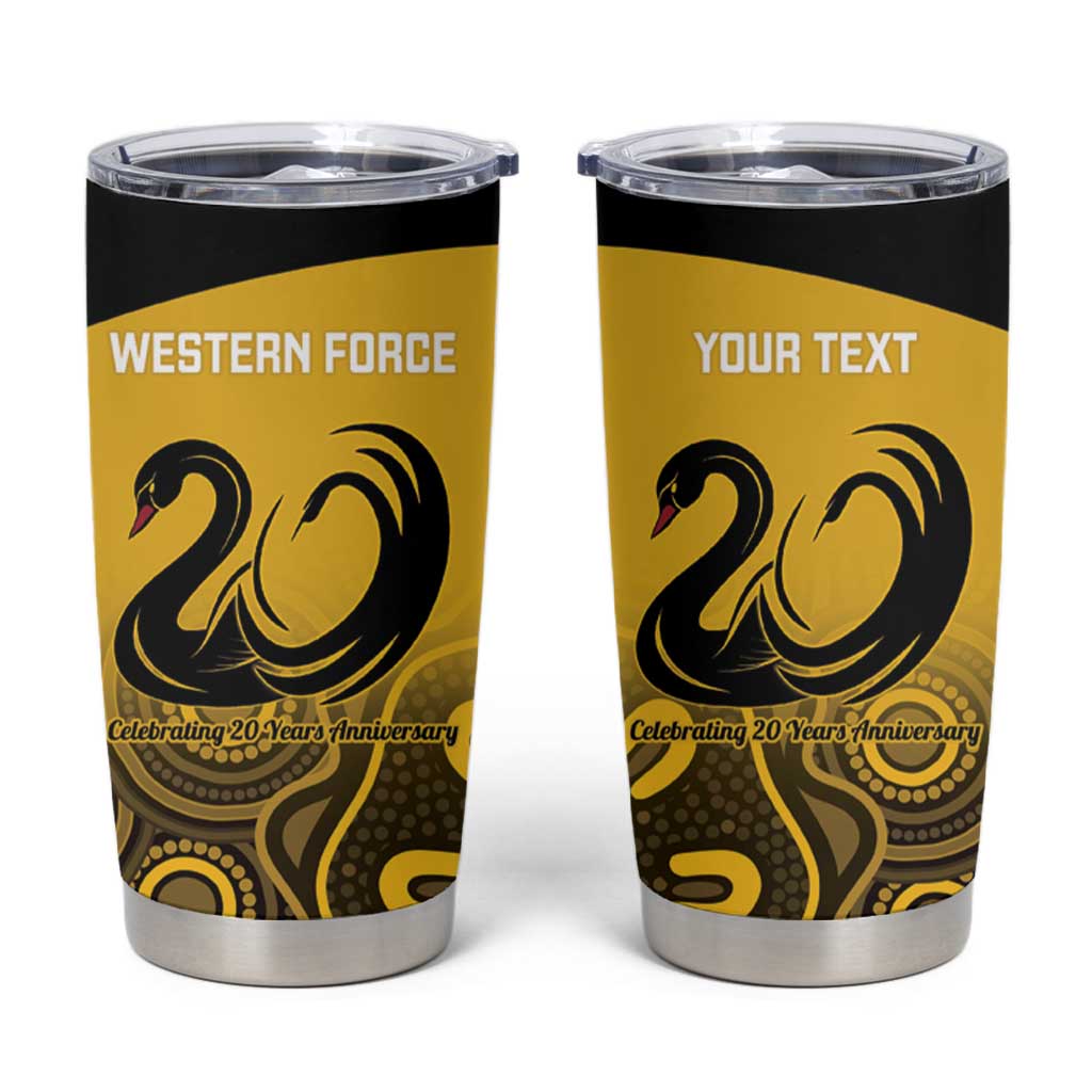 Custom Australia Western Force Tumbler Cup 20 Years Anniversary Aboriginal Yellow Version