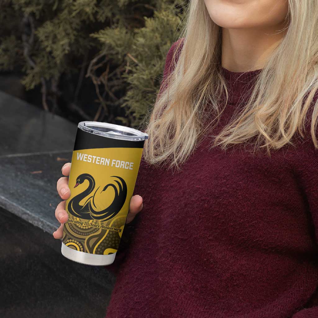 Custom Australia Western Force Tumbler Cup 20 Years Anniversary Aboriginal Yellow Version