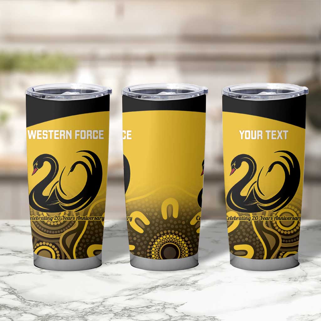 Custom Australia Western Force Tumbler Cup 20 Years Anniversary Aboriginal Yellow Version