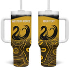 Custom Australia Western Force Tumbler With Handle 20 Years Anniversary Aboriginal Yellow Version