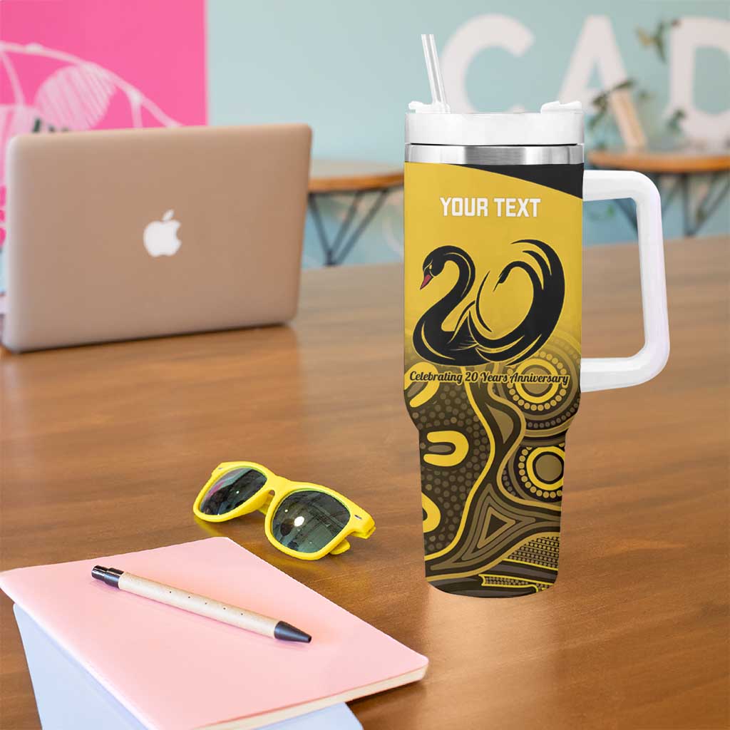 Custom Australia Western Force Tumbler With Handle 20 Years Anniversary Aboriginal Yellow Version