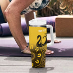 Custom Australia Western Force Tumbler With Handle 20 Years Anniversary Aboriginal Yellow Version
