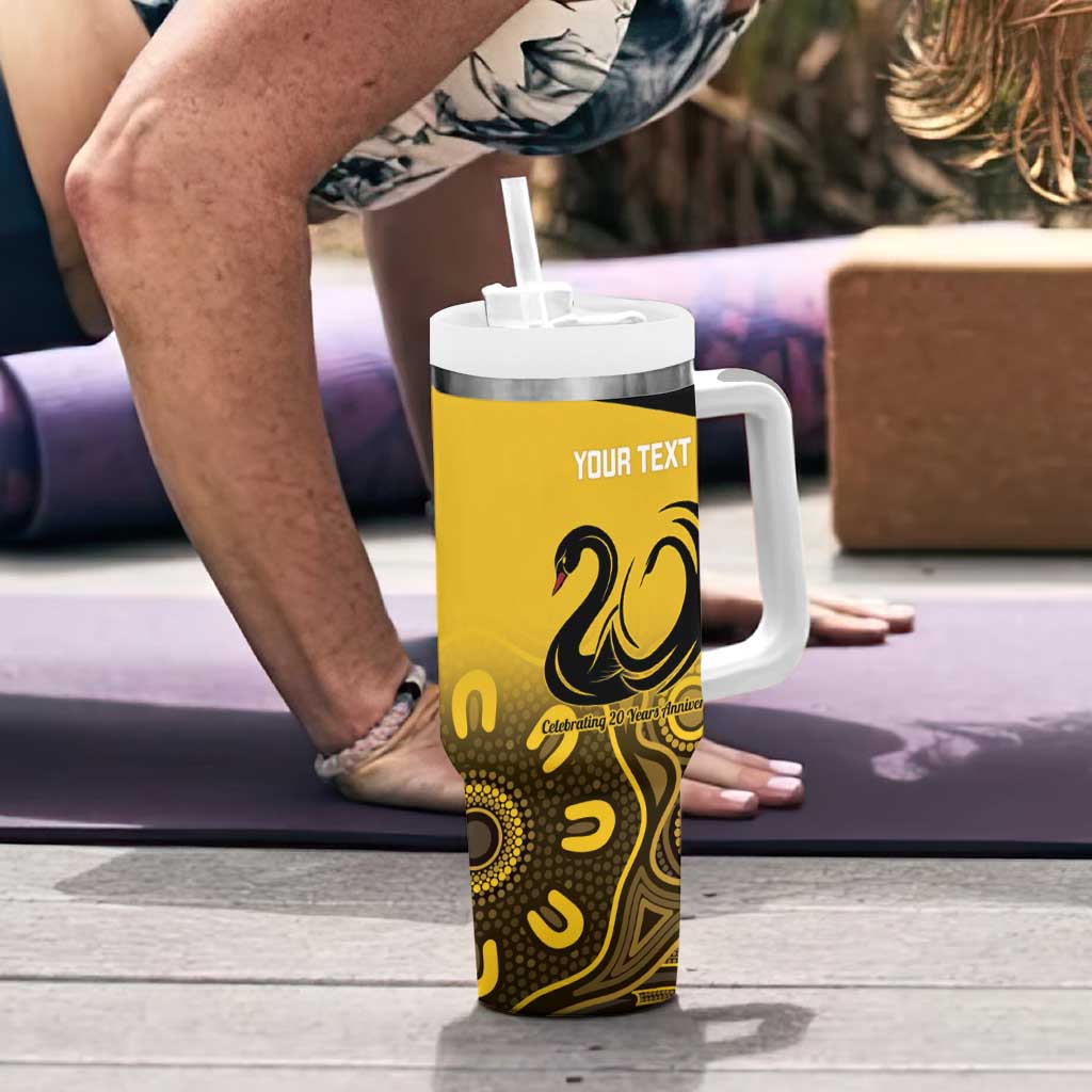 Custom Australia Western Force Tumbler With Handle 20 Years Anniversary Aboriginal Yellow Version
