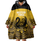 Custom Australia Western Force Wearable Blanket Hoodie 20 Years Anniversary Aboriginal Yellow Version