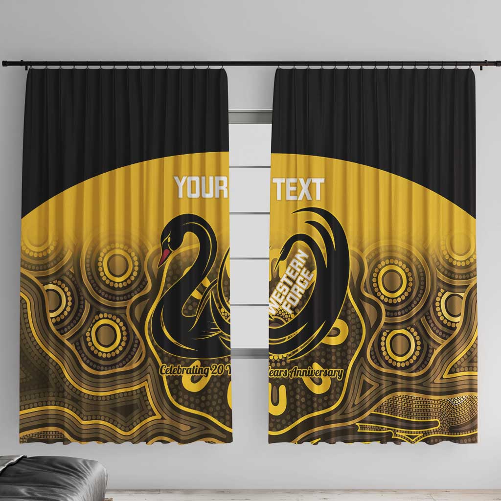 Custom Australia Western Force Window Curtain 20 Years Anniversary Aboriginal Yellow Version