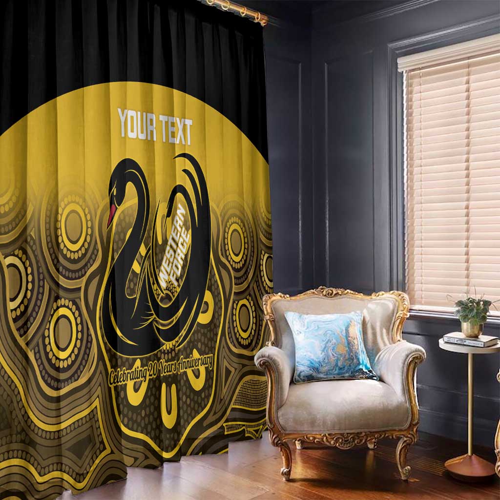 Custom Australia Western Force Window Curtain 20 Years Anniversary Aboriginal Yellow Version
