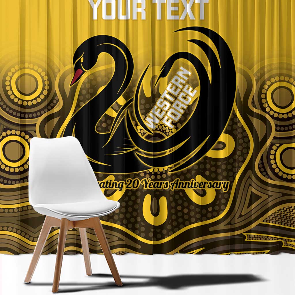 Custom Australia Western Force Window Curtain 20 Years Anniversary Aboriginal Yellow Version
