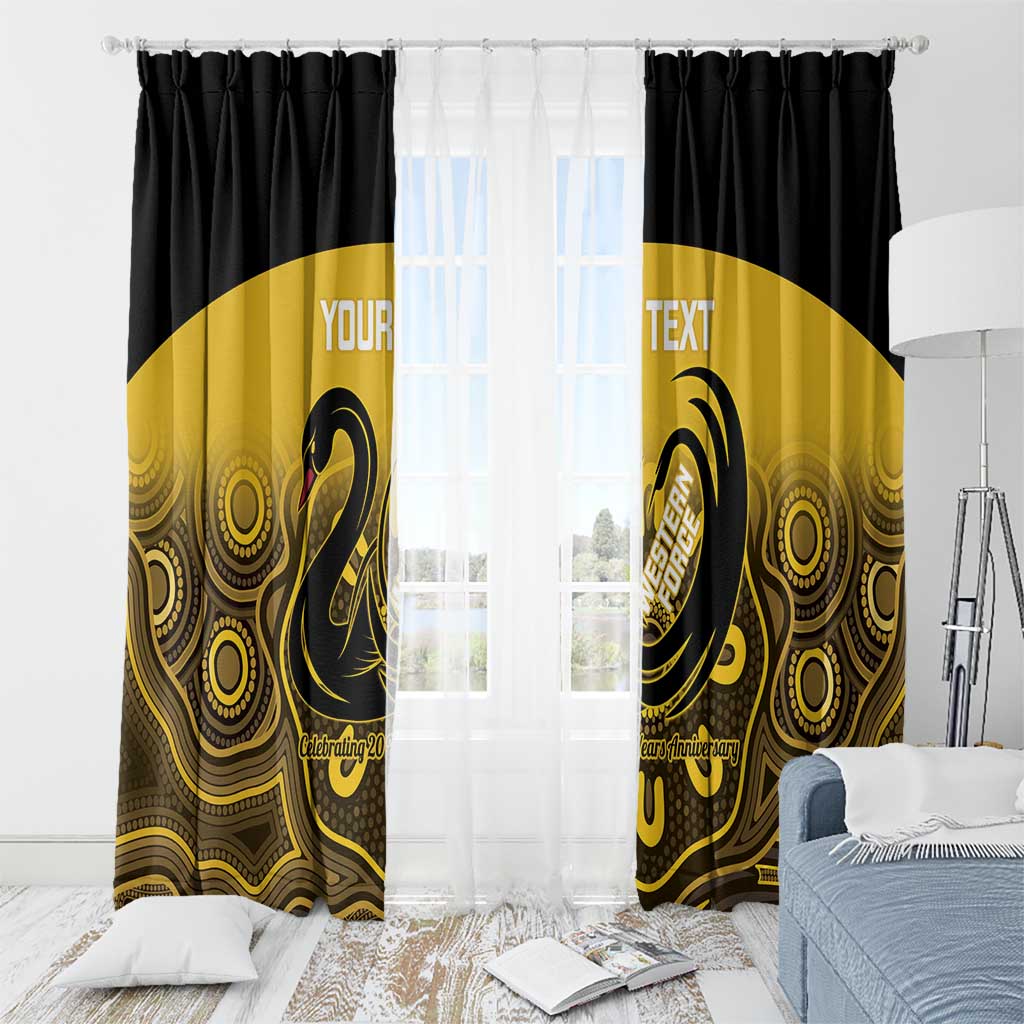 Custom Australia Western Force Window Curtain 20 Years Anniversary Aboriginal Yellow Version