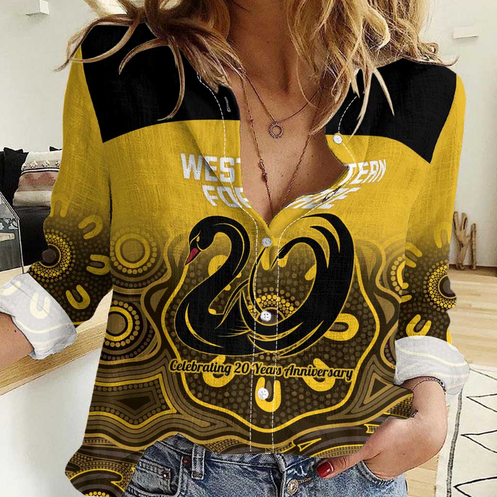 Custom Australia Western Force Women Casual Shirt 20 Years Anniversary Aboriginal Yellow Version