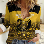 Custom Australia Western Force Women Casual Shirt 20 Years Anniversary Aboriginal Yellow Version