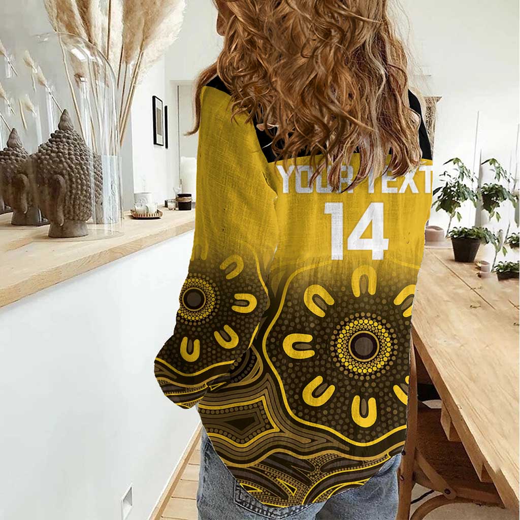 Custom Australia Western Force Women Casual Shirt 20 Years Anniversary Aboriginal Yellow Version