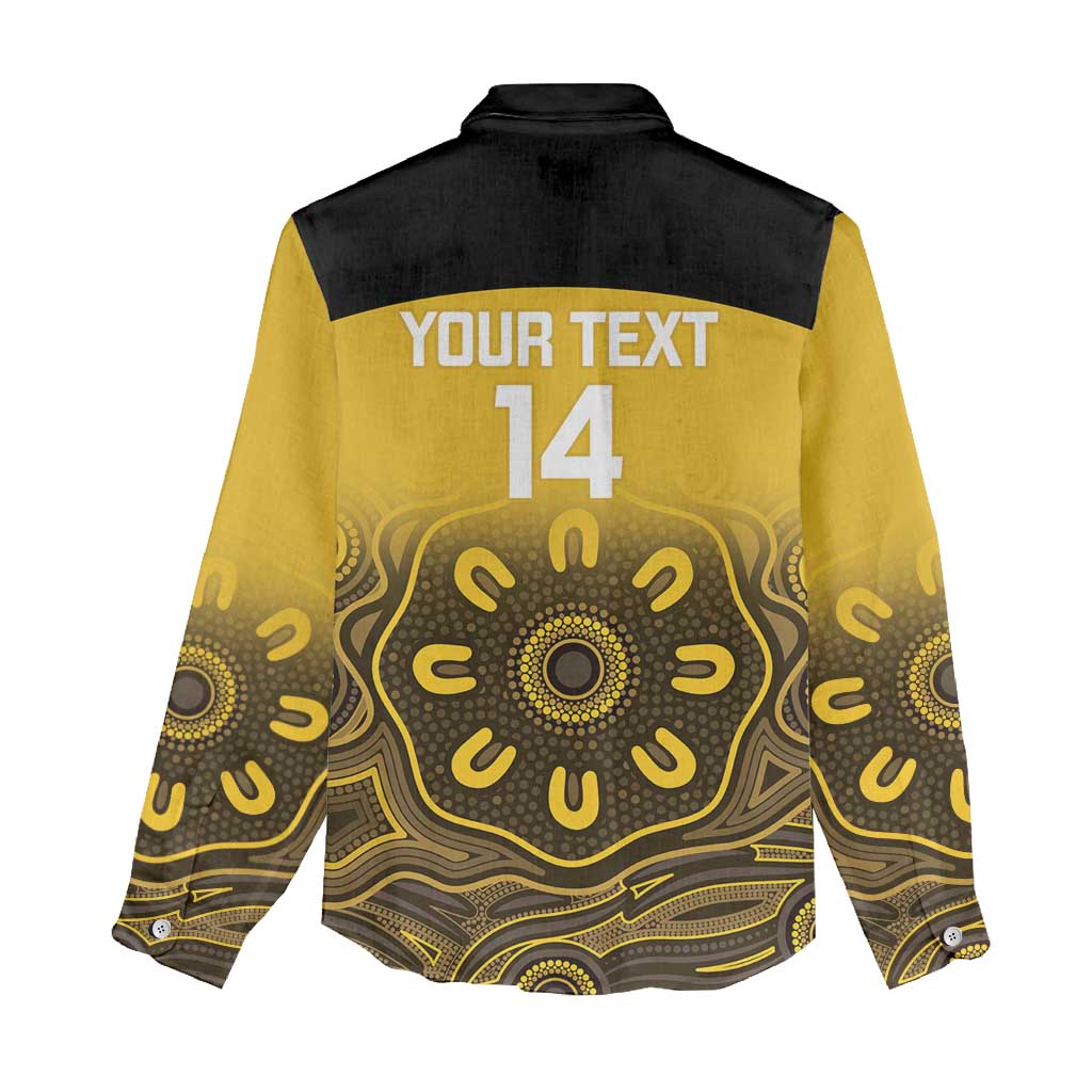 Custom Australia Western Force Women Casual Shirt 20 Years Anniversary Aboriginal Yellow Version