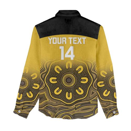 Custom Australia Western Force Women Casual Shirt 20 Years Anniversary Aboriginal Yellow Version