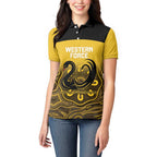 Custom Australia Western Force Women Polo Shirt 20 Years Anniversary Aboriginal Yellow Version