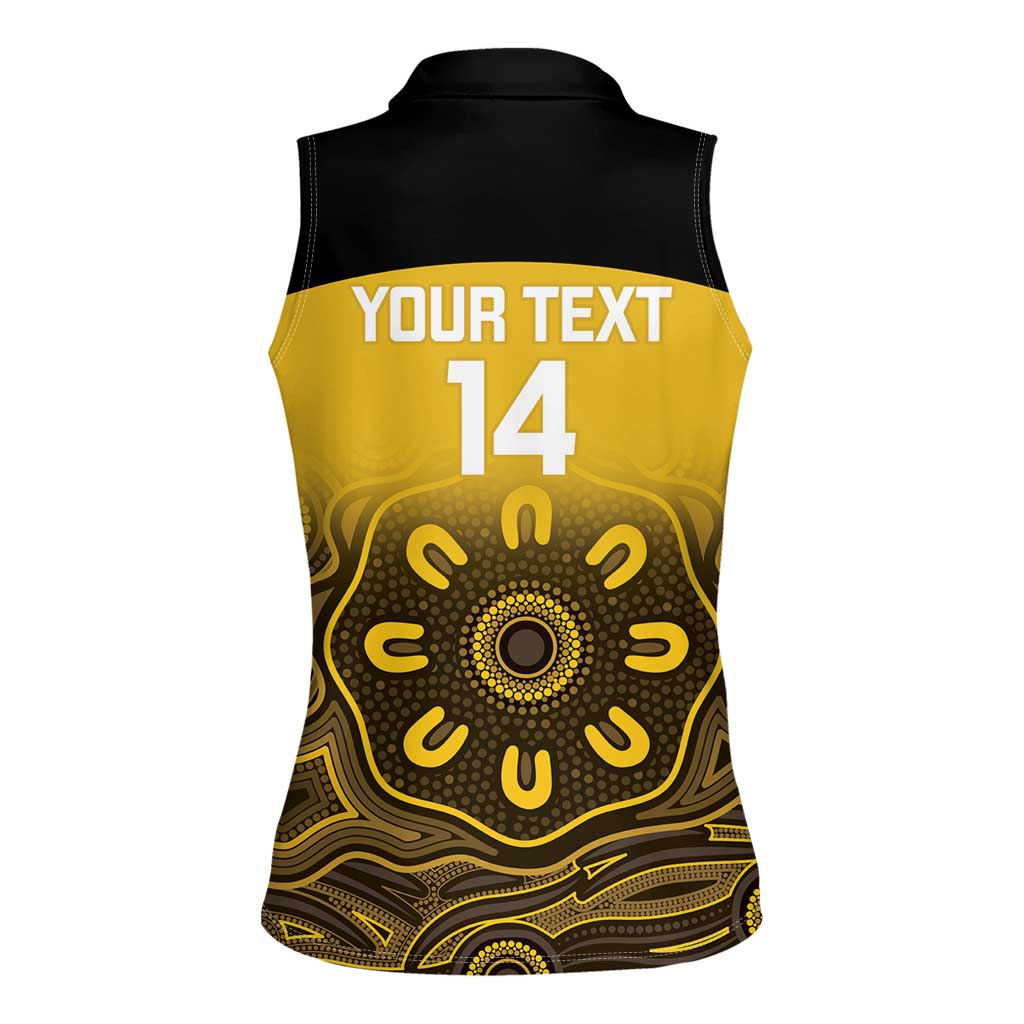 Custom Australia Western Force Women Sleeveless Polo Shirt 20 Years Anniversary Aboriginal Yellow Version