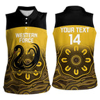 Custom Australia Western Force Women Sleeveless Polo Shirt 20 Years Anniversary Aboriginal Yellow Version