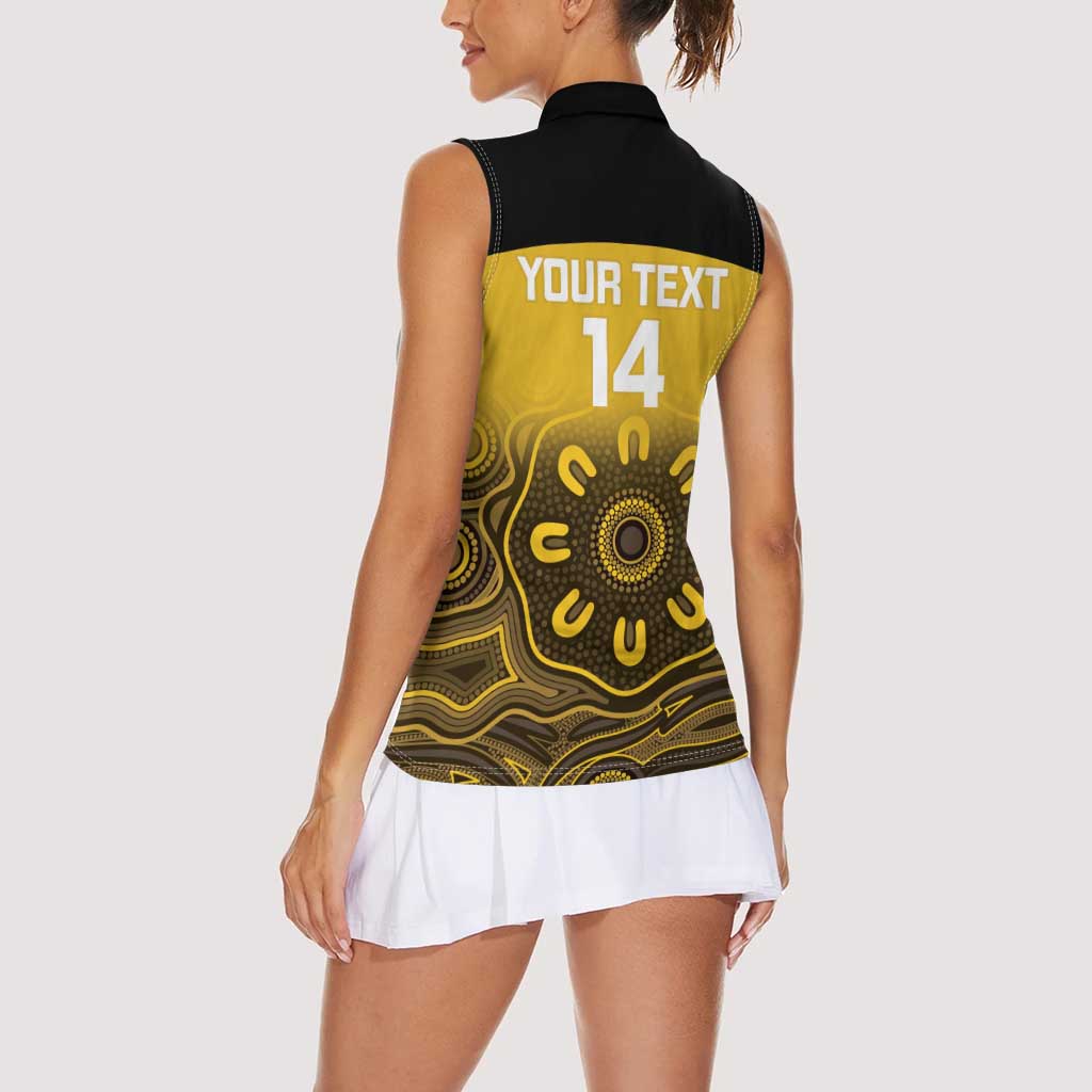 Custom Australia Western Force Women Sleeveless Polo Shirt 20 Years Anniversary Aboriginal Yellow Version