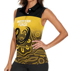 Custom Australia Western Force Women Sleeveless Polo Shirt 20 Years Anniversary Aboriginal Yellow Version