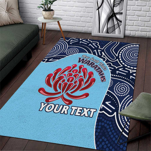 Custom Australia NSW Waratahs Area Rug Go Champions Aboriginal Art