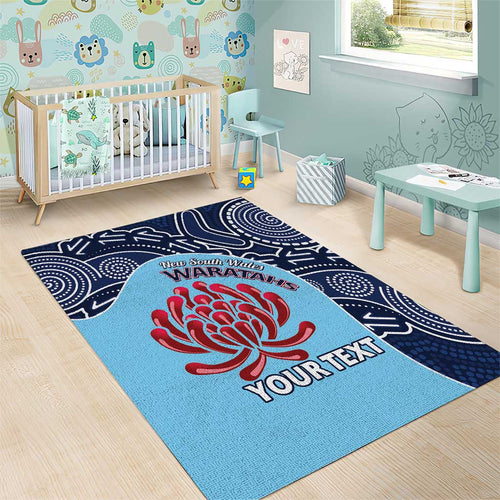 Custom Australia NSW Waratahs Area Rug Go Champions Aboriginal Art